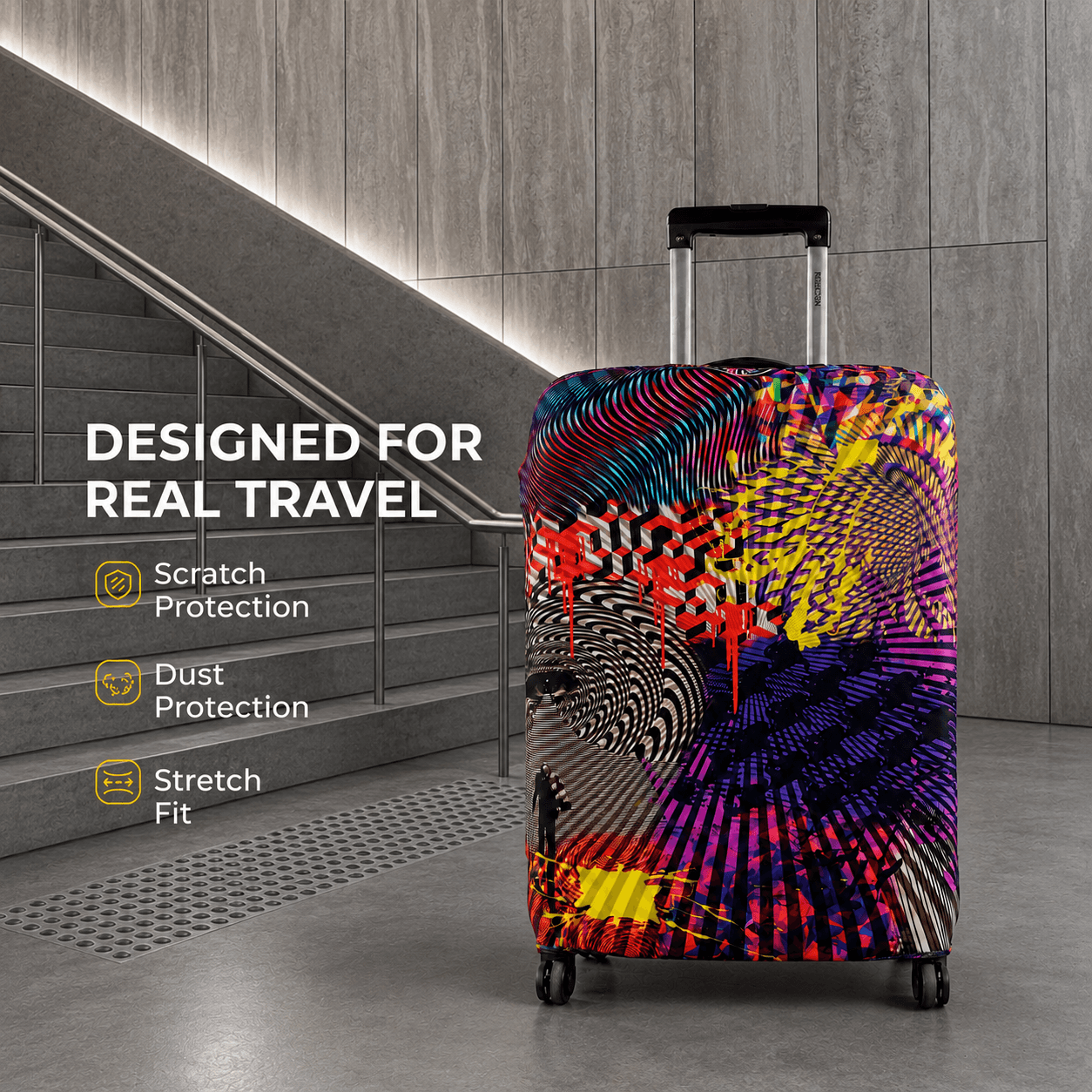 Optical Illusion Luggage Cover - view 4