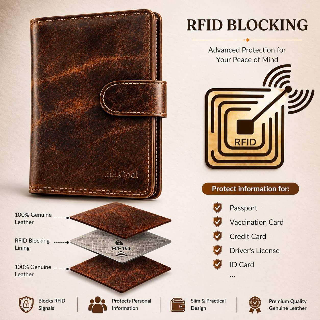Passport Wallet - Cognac Brown - hover view
