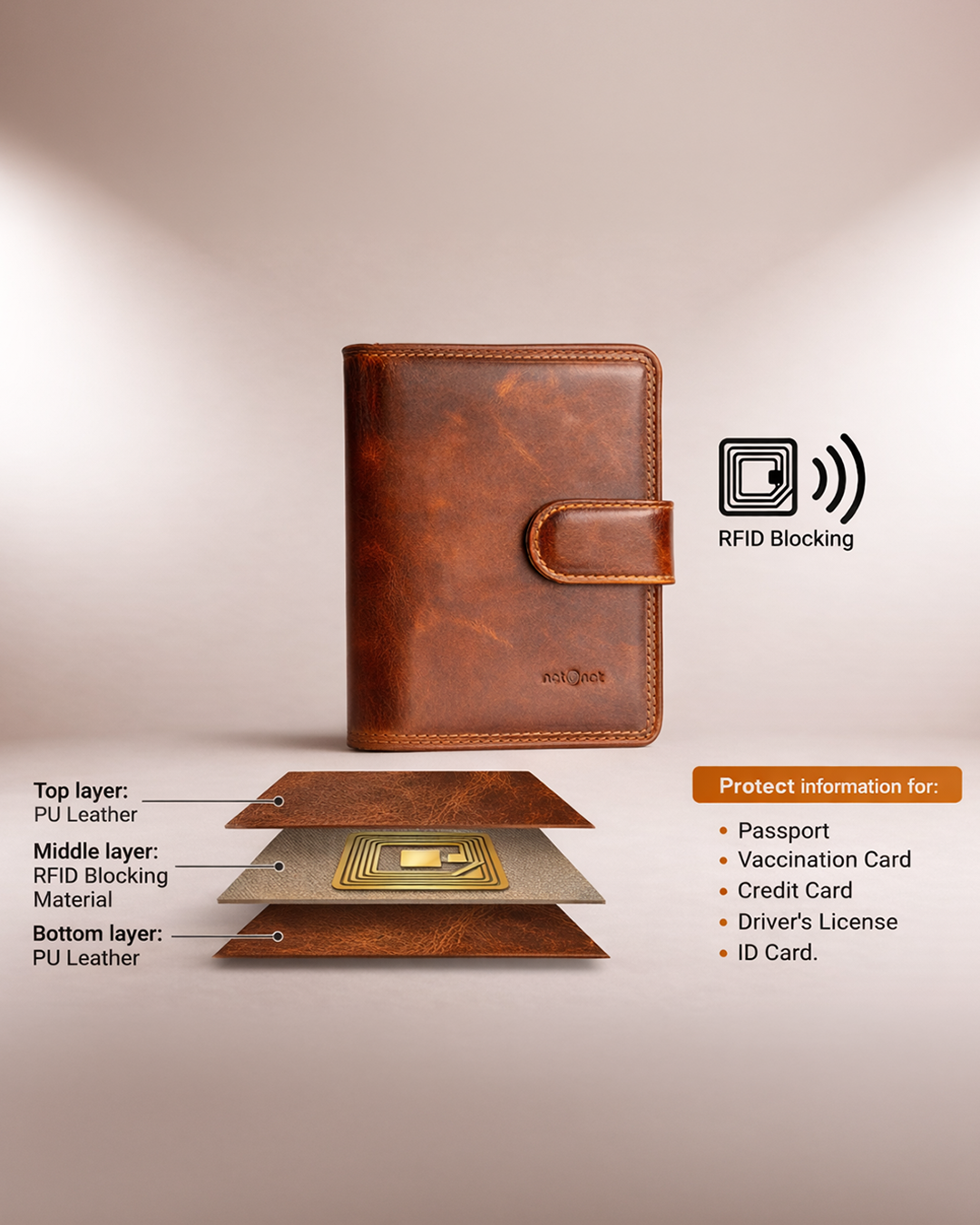 Passport Wallet - Cognac Brown view 2